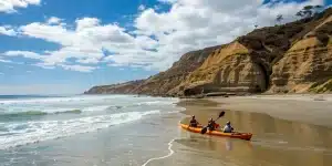 San Diego executive team kayaking for team building.