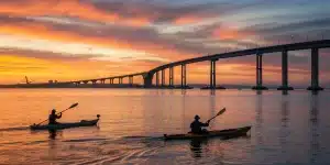 Fun San Diego team building: Kayaking at sunset.