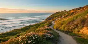 A coastal trail at sunset, a view from one of the best San Diego sightseeing tours.