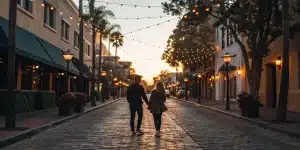 Couple enjoying a romantic downtown San Diego walking tour.